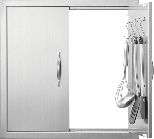 Porta di accesso al barbecue - 610 x 610 mm - Doppia porta per cucina esterna - Porta in acciaio inox - Porta verticale con maniglie e ganci - Isola barbecue, stazione barbecue, mobile esterno