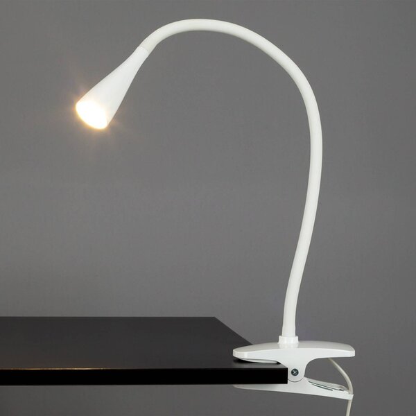 Lampada con morsetto BARIS Lindby, Bianco / Opale, Studio / Ufficio, Metallo, Moderno, Lampada con morsetto