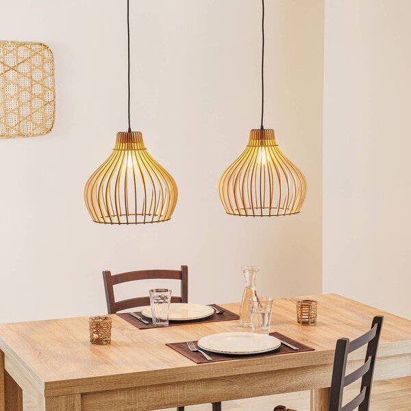 Lampada a sospensione Barrel TEMAR LIGHTING, dimmerabile, Legno chiaro, Soggiorno / Sala da pranzo, Legno, Campagna / Rustiche, Lampada a sospensione