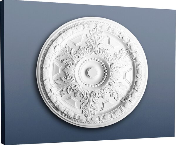 Orac R23 Luxxus rosone da soffitto Rosone Cornice Profilo decorativo Stucco Elemento classico Decorazione floreale Bianco | 71,5 Cm diametro