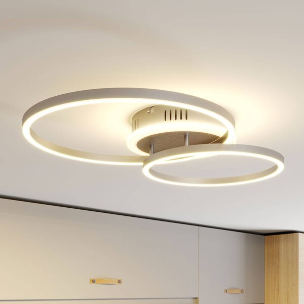 Plafoniera smart Edica Lindby, dimmerabile, Alluminio / Grigio / Zincato, Soggiorno / Sala da pranzo, Alluminio, Moderno