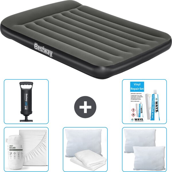Materasso gonfiabile Bestway - Letto alla francese - 137 x 191 x 30 cm - Verde - Accessori inclusi