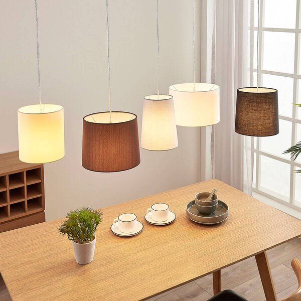 Lampada a sospensione Hermina Lindby, dimmerabile, Marrone / Ruggine, Soggiorno / Sala da pranzo, Tessuto / Stoffa / Seta, Giovanile, Lampada a sospensione