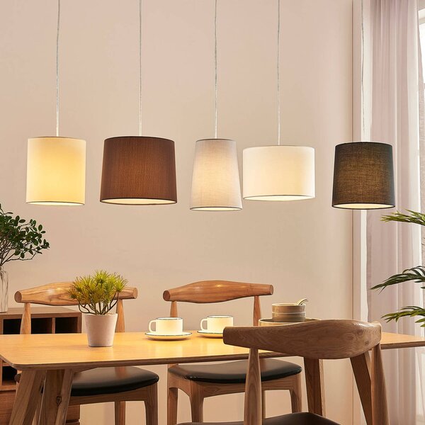 Lampada a sospensione Hermina Lindby, dimmerabile, Marrone / Ruggine, Soggiorno / Sala da pranzo, Tessuto / Stoffa / Seta, Giovanile, Lampada a sospensione