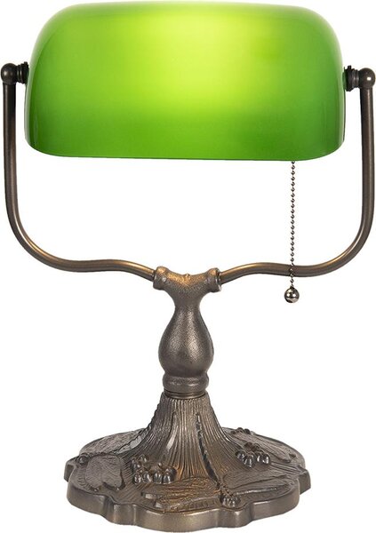 Clayre & Eef Lampada da tavolo Banker 27x20x36 cm Verde Marrone Metallo