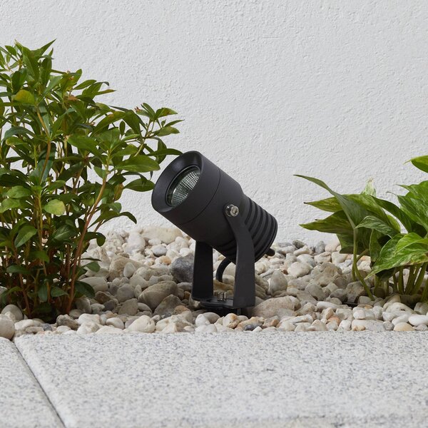 Lucande Faretto da esterno a LED Jon, picchetto, regolabile, IP65 Jon, Alluminio / Grigio / Zincato, Alluminio, Moderno