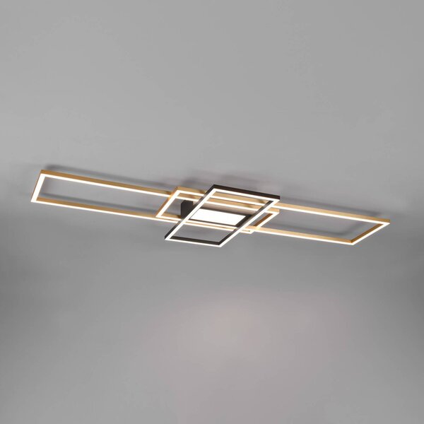 Trio Lighting Plafoniera a LED Irvine, dimmerabile, Ottone / Oro, Soggiorno / Sala da pranzo, Metallo, Moderno, Plafoniera LED
