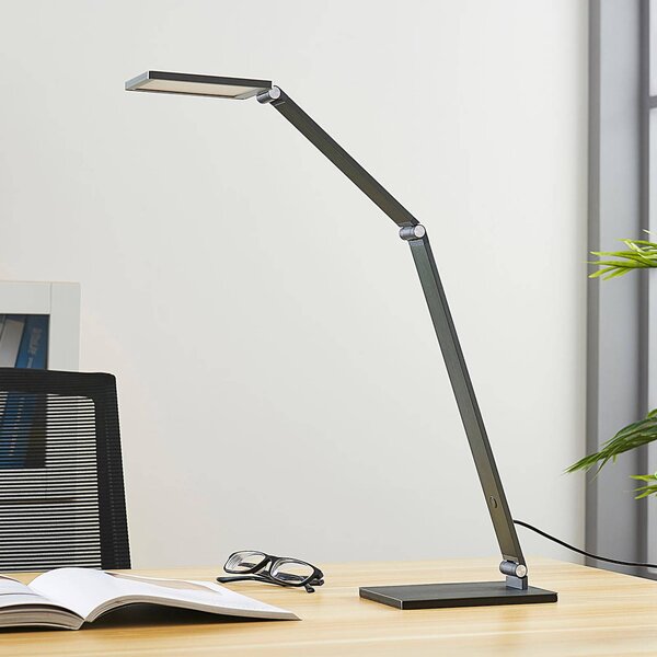 Lampada da scrivania Mion Lucande, dimmerabile, Alluminio / Grigio / Zincato, Studio / Ufficio, Alluminio, Moderno, Lampada da tavolo LED