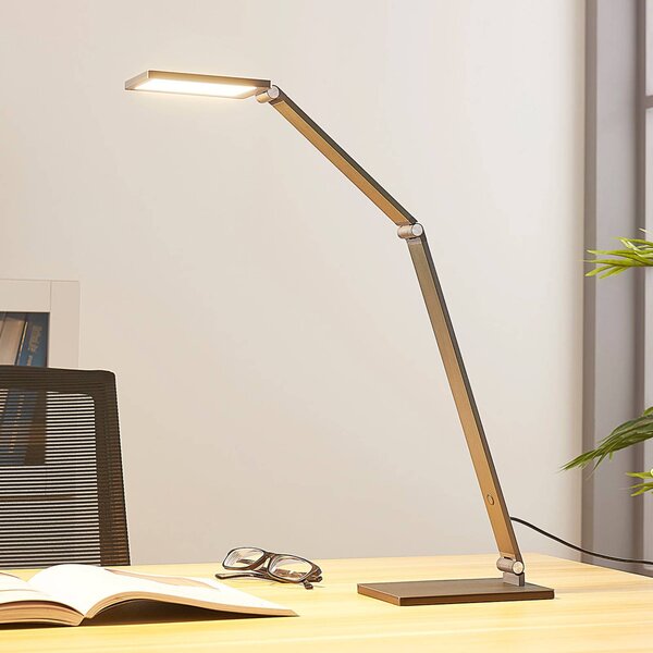 Lampada da scrivania Mion Lucande, dimmerabile, Alluminio / Grigio / Zincato, Studio / Ufficio, Alluminio, Moderno, Lampada da tavolo LED