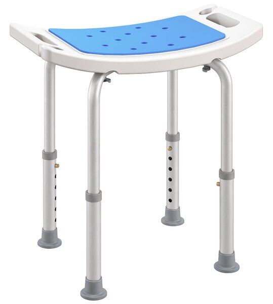 HOMCOM Sgabello per Doccia da Bagno in Lega di Alluminio e Plastica Antiscivolo, Altezza Regolabile 6 Livelli 39-51cm|Aosom