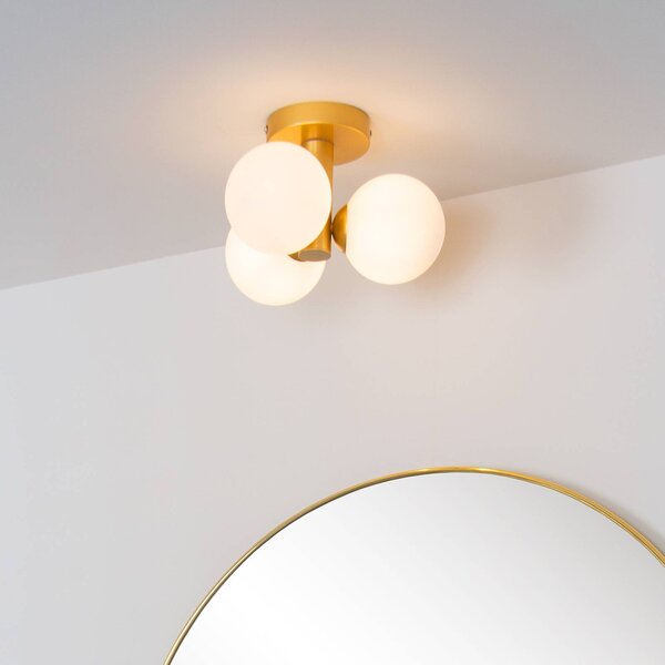 Lucide Plafoniera Trudy, dimmerabile, Ottone / Oro, Bagno, Vetro, Moderno, Plafoniera