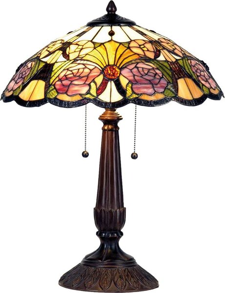 Lampada da tavolo Tiffany Clayre & Eef Ø 44x57 cm fiori in vetro giallo verde