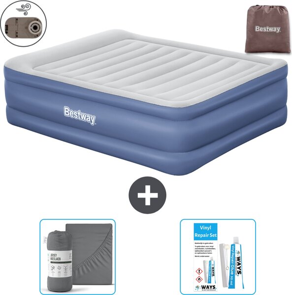 Materasso gonfiabile Bestway - 2 persone - 152 x 203 x 61 cm - Grigio/Blu - Accessori inclusi