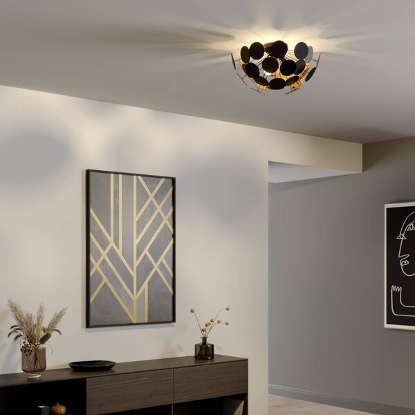 Plafoniera soffitto Kinan Lindby, dimmerabile, Nero, Soggiorno / Sala da pranzo, Plastica, Moderno, Plafoniera