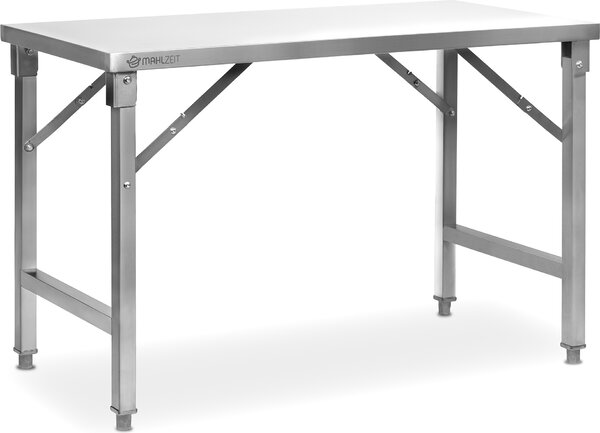Tavolo in acciaio inox Mahlzeit, 120 x 60 x 80 cm, tavolo da lavoro, tavolo da cucina, tavolo da preparazione in acciaio inox