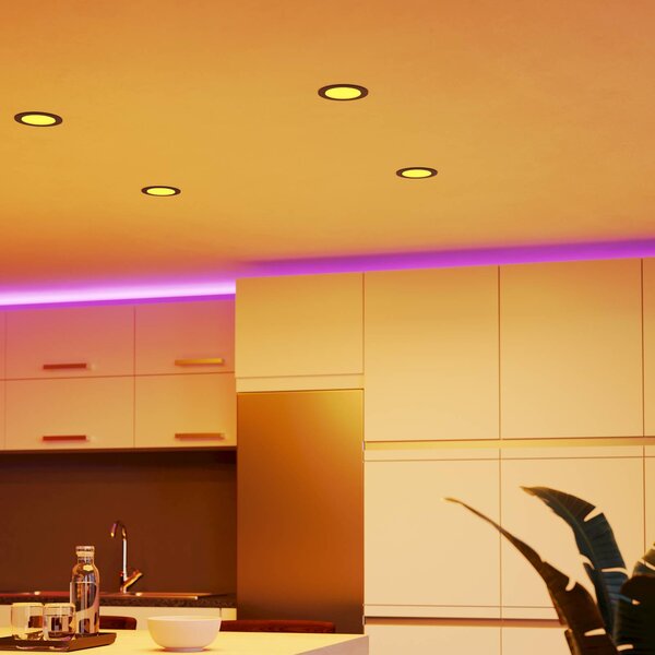 EGLO connect Luci LED da incasso Fueva 6-Z, nero, Ø12cm dimmerabile, Nero, Soggiorno / Sala da pranzo, Plastica, Moderno