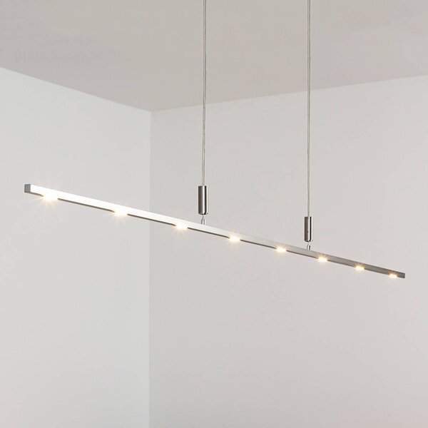 Lampada a sospensione Quitani LED Tolu, lunghezza 180 cm, dimmerabile Tolu Quitani,, Alluminio / Grigio / Zincato, Soggiorno / Sala da pranzo, Alluminio, Moderno