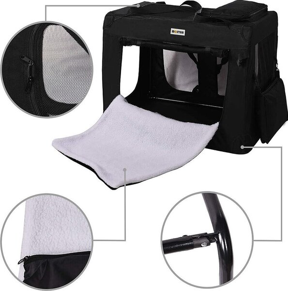 Trasportino pieghevole per cani XL 82x58x58 cm nero con coperta inclusa