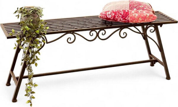Panca da giardino In metallo resistente alle intemperie 120 cm Panca a 2 posti con ornamenti "Cucciu XL" Robusta panca in ferro dal design antico Ideale per giardino, terrazza e balcone