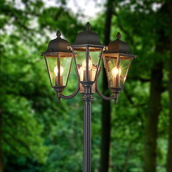 Lampada da esterno Lindby Edana, 212 cm, a 3 luci, antracite, E27, IP44 Edana, Nero, Alluminio, Moderno