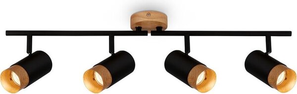 Faretto, nero, con legno, escl. 4xGU10/max.9W