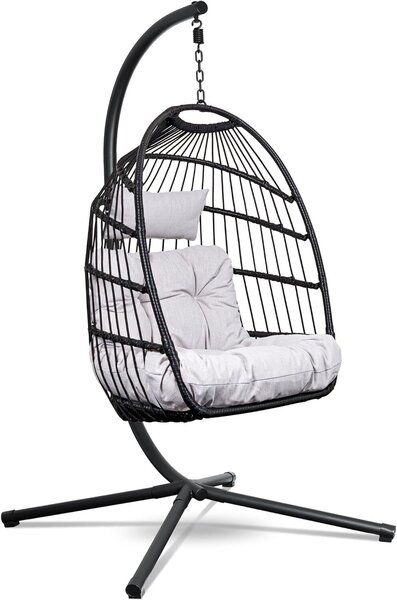 Sedia sospesa Swoods con telaio - Sedia sospesa per esterni - Per interni ed esterni - Sedia sospesa con grandi cuscini - Sedia per topi pieghevole - fino a 150 kg