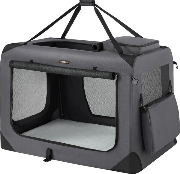 Feandrea Cassa pieghevole per cani, box per trasporto cani, XXXL, borsa per cani, tessuto Oxford, rete, traspirante, portatile, struttura in metallo, con maniglie, tasche