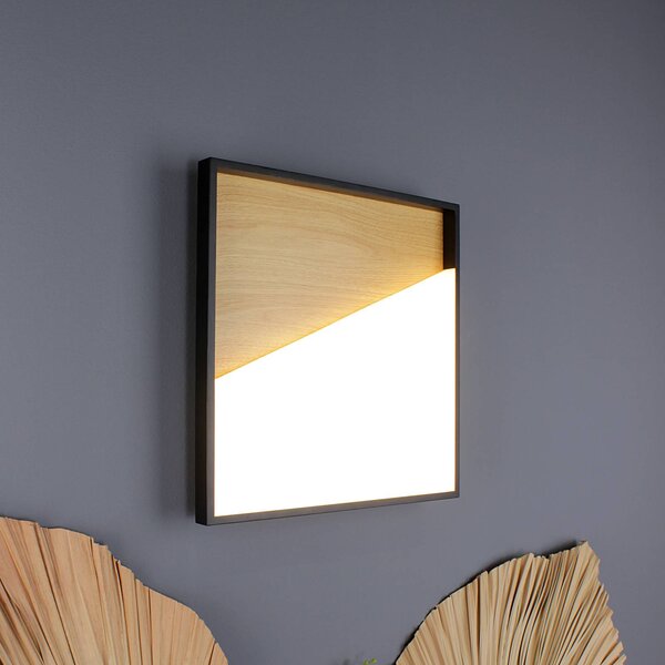 Eco-Light Applique a LED Vista, legno chiaro/nero, 40 x 40 cm