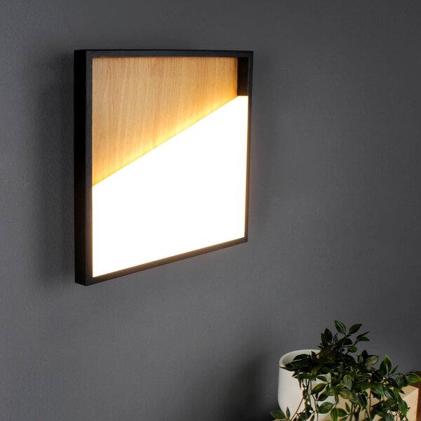 Eco-Light Applique a LED Vista, legno chiaro/nero, 40 x 40 cm