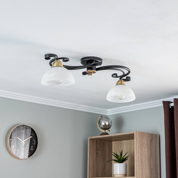 Plafoniera soffitto Flora Luminex, dimmerabile, Nero, Soggiorno / Sala da pranzo, Vetro, Campagna / Rustiche, Plafoniera