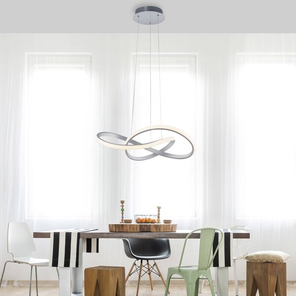JUST LIGHT. GmbH Lampada LED a sospensione Maria, dimmerabile, alluminio dimmerabile, Alluminio / Grigio / Zincato, Camera da letto, Alluminio, Moderno