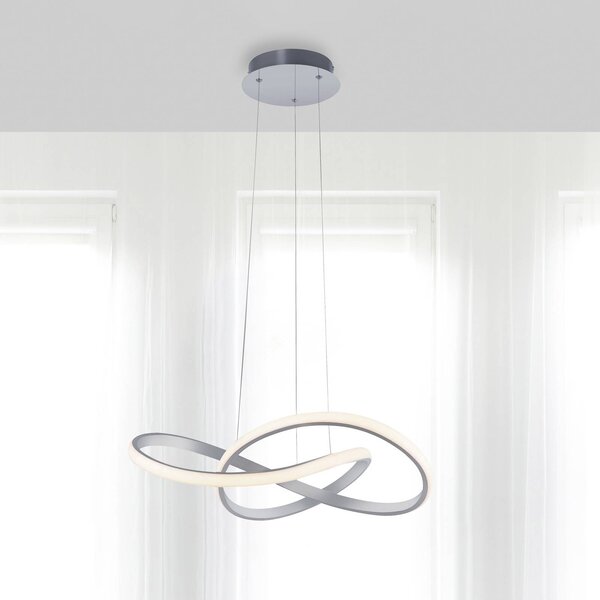 JUST LIGHT. GmbH Lampada LED a sospensione Maria, dimmerabile, alluminio dimmerabile, Alluminio / Grigio / Zincato, Camera da letto, Alluminio, Moderno