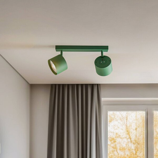 Faretto da soffitto Chloe orientabile a 2 luci, verde Argon, dimmerabile, Verde, Soggiorno / Sala da pranzo, Metallo, Moderno
