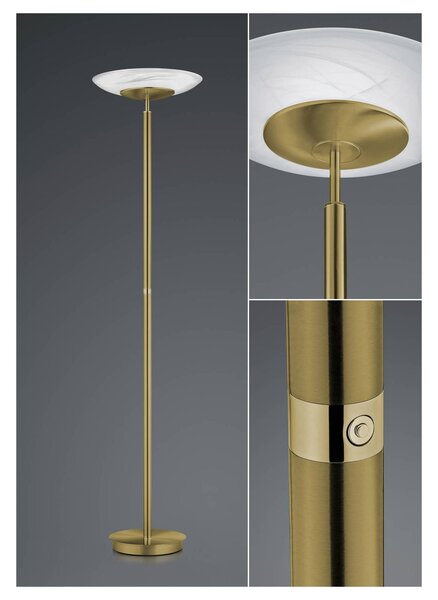 HELL Lampada da terra con luce lettura Findus, dimmerabile, Bronzo / Ottone antico, Soggiorno / Sala da pranzo, Metallo, Moderno, Lampada LED da terra