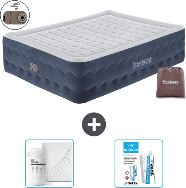 Materasso gonfiabile Bestway - 2 persone - 152 x 203 x 51 cm - Blu - Accessori inclusi