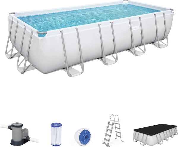 BESTWAY 56465 Power Steel Piscina eckig Filtro Leiter Copertura 549x274x122cm
