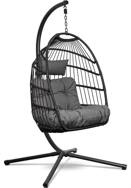 Sedia sospesa Swoods con telaio - Sedia sospesa per esterni - Per interni ed esterni - Sedia sospesa con grandi cuscini - Sedia per topi pieghevole - fino a 150 kg