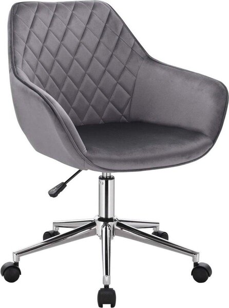 Sedia operativa - Grigio scuro - Velluto - Ergonomica - Con braccioli - Regolabile in altezza - Girevole - Sgabello da ufficio