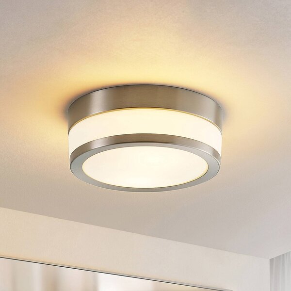 Plafoniera Flavi Lindby, dimmerabile, Alluminio / Grigio / Zincato, Bagno, Metallo, Moderno, Plafoniera
