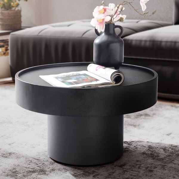 WOHNLING tavolino 60x60x36 cm metallo nero tavolo da divano tavolo rotondo da salotto a forma di fungo tavolino in ferro tavolino laterale da salotto