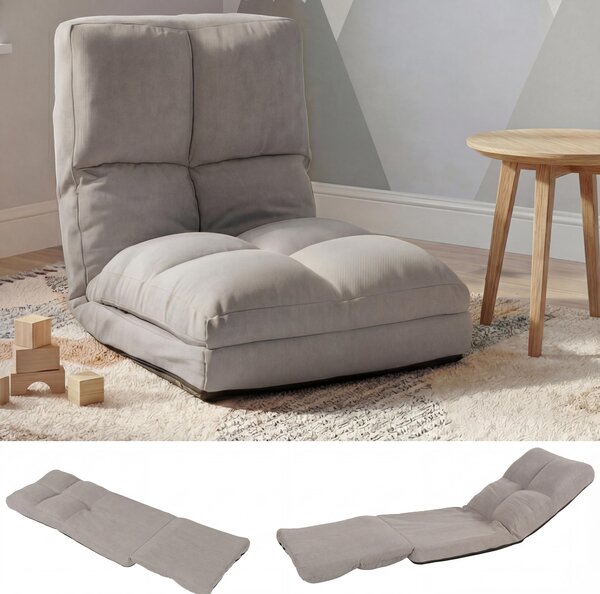Poltrona da terra HWC-N45, poltrona letto pieghevole poltrona funzionale, funzione letto pieghevole struttura in acciaio velluto ~ grigio chiaro