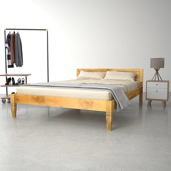 Letto matrimoniale legno massello di Faggio grezzo con rete cm 180x200