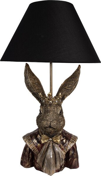 Clayre & Eef Lampada da tavolo Rabbit Ø 37x61 cm in poliresina nera color oro