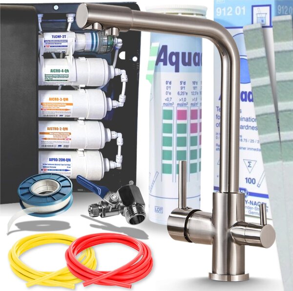 Rubinetto da cucina Ari Valvola ceramica a 3 vie Inox Con attacco filtro