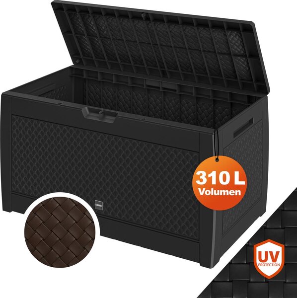 CASARIA® Baule da Giardino 310L Box Portacuscini 119x48x60cm 4 Rotelle Multibox 3 Maniglie Contenitore Richiudibile