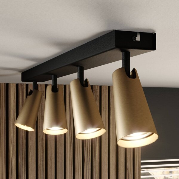 Lucande plafoniera Angelina, a 4 luci, ottone/oro Angelina Lucande, dimmerabile, Nero, Camera da letto, Metallo, Scandinavo, Faretto