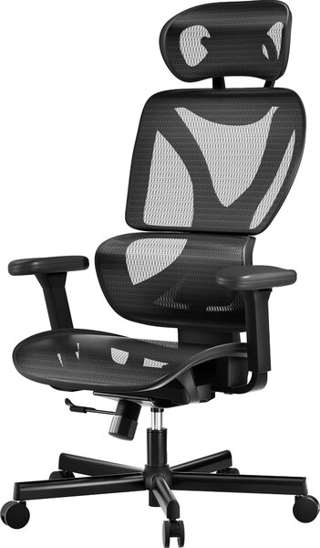 Sedia da ufficio ergonomica Wiltec con poggiatesta e braccioli regolabili, schienale regolabile - sedia da scrivania che favorisce la schiena - portata fino a 150 kg