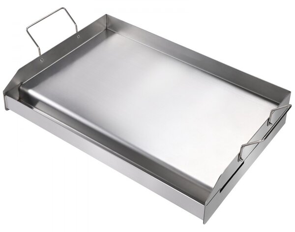 Piastra per grigliare in acciaio inox 430 58,7 x 39,5 x 9,9 cm - Piastra universale per grigliare spessa 2 mm - Piastra per grigliare per feste BBQ all'aperto con maniglia per grigliare a gas, a carbonella ed elettrica - Accessori di alta qualità