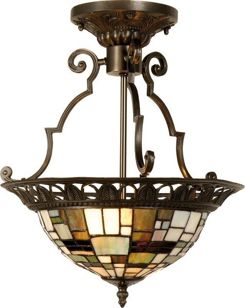 Clayre & Eef Lampada da soffitto Tiffany Ø 37x41 cm Marrone Beige Metallo
