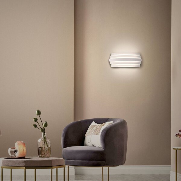 ACB ILUMINACIÓN Applique da parete a LED Luxur, Bianco / Opale, Corridoio, Alluminio, Design, Applique a LED